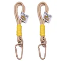 Alloy and nylon braided keychain in apricot and yellow finish with quick-release snap hook - Two-Piece Set / Light Coffee