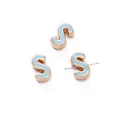 10mm Sky Blue Enamel Letter S Charm with Gold Alloy Finish for DIY Bracelet Jewelry - Letter S