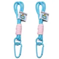Blue and pink braided nylon keychain with alloy carabiner hook for DIY bag accessory - Two-Piece Set / Lake Blue