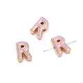 Pink enamel letter R bead in rose gold plating for DIY jewelry and custom bracelets - Letter R