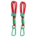 24x46mm red nylon braided keychain with green carabiner and Happy Smile logo - Two-Piece Set / Christmas Red