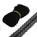 Ruban de dentelle noire détaillé avec motif floral évidé et bords ondulés pour couture DIY - 28mm Largeur (5 Yards/Pack) / Noir