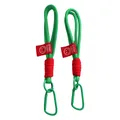 Green and red braided nylon keychain set with Happy Smile tag and carabiner - Two-Piece Set / Christmas Green