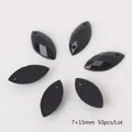 Zwarte 7x15mm paardenoog acryl strassteentjes met dubbele gaten voor naaien 50 stuks - 7x15mm (50 Stuks/Verpakking) / Zwart
