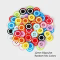 Colorful 12mm resin buttons in a random mix of 50 pieces for DIY clothing accessories - Round Two-Color Four-Hole / Diameter 12mm (50 Pieces/Pack) / Random Mixed Colors