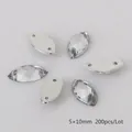 5x10mm heldere acryl strass-stenen in paardenoogvorm om te naaien, set van 200 stuks - 5x10mm (200 Stuks/Verpakking) / Helder Wit