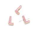 Pink enamel letter L charms with gold alloy base for DIY bracelets and earrings - Letter L