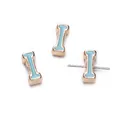 Golden 10mm alloy letter I bead with sky blue enamel for DIY jewelry making - Letter I