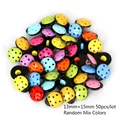 Cute ladybug shape assorted colorful 2-hole plastic buttons for DIY sewing crafts - Shank Ladybug Shape / 13x15mm x Thickness 8mm (50 Pieces/Pack) / Random Mixed Colors