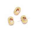 Golden 10mm alloy letter C bead with yellow enamel and side hole for DIY jewelry - Letter C