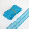 Ruban de dentelle ajourée bleu turquoise à motifs floraux pour couture et décoration - 45mm Largeur (5 Yards/Pack) / Bleu lac