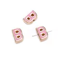 Pink enamel letter B beads with gold alloy plating for handmade jewelry crafts - Letter B