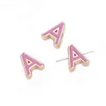 Pink and gold 10mm alloy letter A bead with enamel finish for DIY jewelry making - Letter A