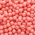 Pink frosted acrylic beads in 8-10mm round shape for DIY bracelet and necklace making - Hot Pink