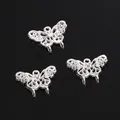 Silver butterfly filigree jewelry charms for DIY necklaces with hollow detail - Butterfly Style (18x14mm) / 5 Pieces / Silver
