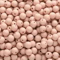 Flesh pink matte acrylic round beads with holes for DIY jewelry making and bracelets - Dried Orange Rose