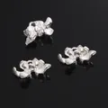 Silver flower spacer bead with lava texture for DIY handmade jewelry and necklaces - Lotus Flower Style (22x13mm) / 2 Pcs/Set / Silver