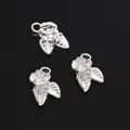 Silver-plated rose flower and leaf alloy pendants for DIY jewelry making and necklaces - Lotus Style (11x18mm) / 5 Pieces / Silver