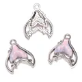 Roze maan ster hanger set van legering voor DIY sieraden maken en kettingen - Vissenstaart / Ca. 17x21mm / Zilver Roze Glas