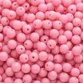 Pink matte acrylic round beads for DIY jewelry making with smooth frosted finish - Watermelon red