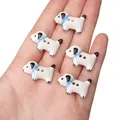 Cartoon gevlekte hond decoratieve hars knopen voor doe-het-zelf handwerk met twee gaten - Sjaal Puppy Stijl (BCD024) / 24x16mm / Blauw en Wit