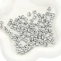 Perline quadrate in acrilico lettera E con finitura argento per creazione gioielli fai da te - Lettera E / Quadrato / 50 Pezzi/Confezione / Argento Antico