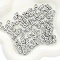 Perline quadrate in acrilico argento antico lettera G per gioielli fatti a mano DIY - Lettera G / Quadrato / 50 Pezzi/Confezione / Argento Antico