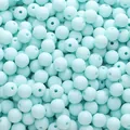 Matte mint green 8-10mm acrylic frosted round beads for DIY jewelry making - Light Blue