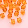 Orange faceted acrylic diamond beads for DIY bracelet and jewelry making - 10mm (20g/Pack, Approx. 36 Pcs) / Orange-Red Cube