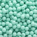 Matte mint green 8-10mm acrylic round beads for DIY bracelet and necklace jewelry - Aqua Green