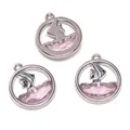 Mariene thema walvisstaart hangers van zilverlegering en roze hars voor DIY-sieraden - Vis / 16x18mm / Zilver Roze Glas