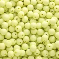 Matte cream yellow acrylic 8-10mm round beads with center hole for DIY jewelry - Yellow-Green