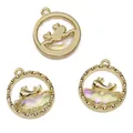 Gouden walvisstaart en cartoon silhouet glazen hangers voor DIY sieraden maken - Walvis / 16x18mm / Goud Paars Glas