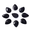 Cristales acrílicos negros de lágrima facetada para coser en ropa y accesorios - 13x18mm (50 Piezas/Paquete) / Negro (37#)