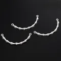 Silver bamboo-shaped metal jewelry connector with dual rings for DIY necklace making - Bamboo Connector / 61mm (1 Piece/Pack) / Silver