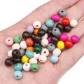 Perles en bois colorées de 8mm en main pour la création de bijoux DIY et accessoires - 8mm (Trou Environ 2mm) / Pack de 100 / Multicolore