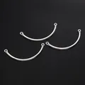 Three polished silver curved metal tube connectors with loops for DIY jewelry making - Smooth Half Bracelet Connector / 63mm (1 Piece/Pack) / Silver