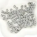 Perla quadrata in acrilico argento con lettera nera Z per gioielli fai da te - Lettera N / Quadrato / 50 Pezzi/Confezione / Argento Antico