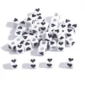 6mm square white acrylic beads with black heart pattern for DIY jewelry making - Heart Pattern