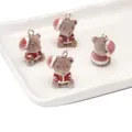 Set van vier schattige kerstmuis hangers met rode hoedjes voor DIY knutselwerkjes - Kerst Speelgoedbeer Stijl (BFB44)