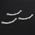 Silver bamboo joint curved connector for handmade DIY jewelry bracelets and necklaces - Short Bamboo Joint Half Bracelet Connector / 33mm (1 Piece/Pack) / Silver