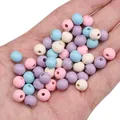 Perles en bois macaron 8mm rose, bleu et violet pour la création de bijoux DIY - 8mm (Trou Environ 2mm) / Pack de 100 / Mélange Amour de Cristal