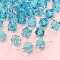 Blue faceted acrylic geometric beads for DIY jewelry making and bracelet crafting - Blue Square