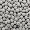 Matte light grey 8-10mm acrylic round loose beads with center holes for DIY jewelry - Crescent Grey