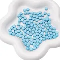 Sky blue heart-shaped matte acrylic beads for DIY jewelry and handmade accessories - 7mm (50 Pieces/Pack) / Lake Blue