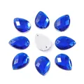 Cristales de acrílico azul real en forma de gota para coser con superficie facetada DIY - 13x18mm (50 Piezas/Paquete) / Azul Real (9#)