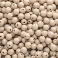Matte finish acrylic round beads in soft sand beige for DIY bracelet making - Milk Tea