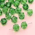 Faceted geometric square acrylic beads in bright green for DIY jewelry making - Square Green
