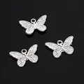 Three silver alloy butterfly jewelry pendants with detailed wing textures for DIY crafts - Butterfly Pendant / 16x11mm (10 Pieces/Pack) / Silver