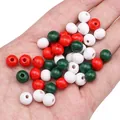 Perline di legno dipinte da 8mm rosse bianche e verdi per creazioni fai da te - 8mm (Foro Circa 2mm) / Confezione da 100 / Buon Natale